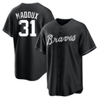 Atlanta Braves #31 Greg Maddux Player Black CONTON Home Game Stitched Jerseys