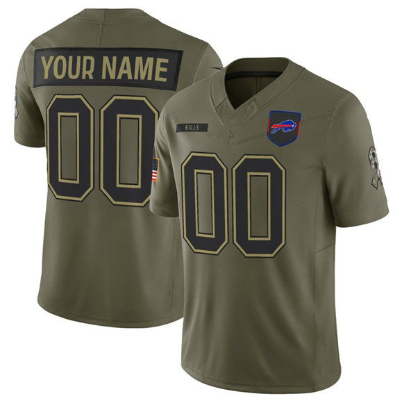 Custom B.Bills Active Player Olive CONTON 2025 Salute to Service Limited Stitched Jersey