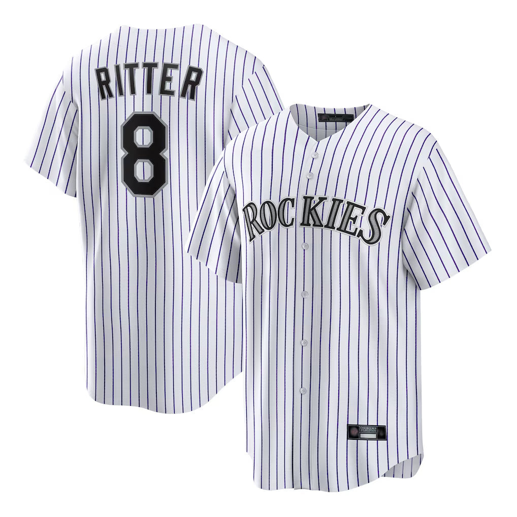 Colorado Rockies #8 Ryan Ritter Player White CONTON Game Home Stitched Jerseys