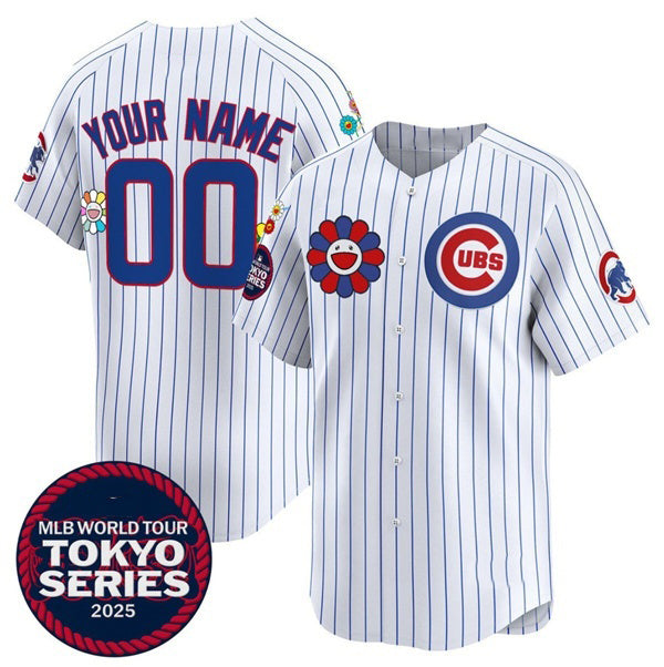 Custom Chicago Cubs Active Player White CONTON 2025 Tokyo Series Limited Stitched Jersey
