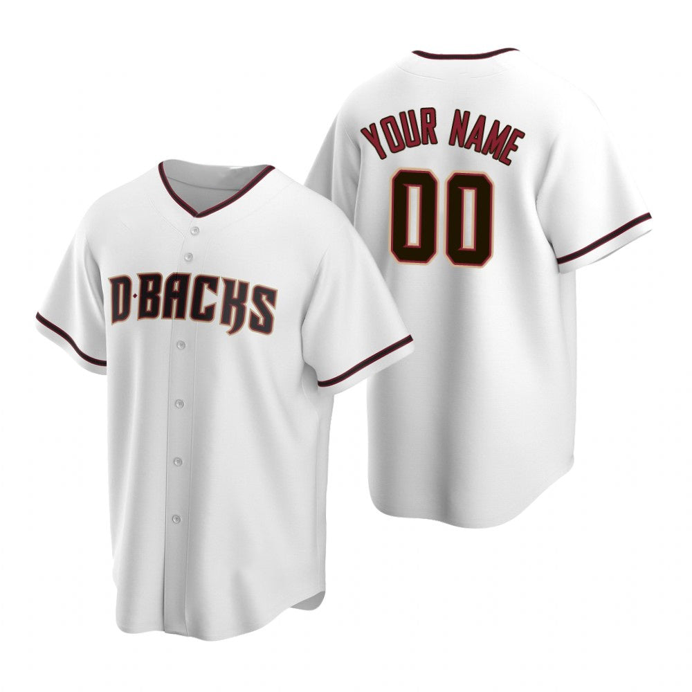 Custom Arizona Diamondbacks White CONTON Stitched Cool Base Home Jersey