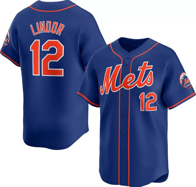 New York Mets #12 Francisco Lindor Royal CONTON 2024 Alternate Limited Stitched Jersey