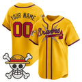 Custom Atlanta Braves x One Piece Gold CONTON Vapor Premier Limited Jersey - Stitched