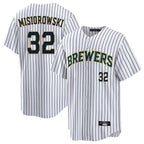 Milwaukee Brewers #32 Jacob Misiorowski Player White CONTON Stripes Limited Game Home Stitched Jerseys