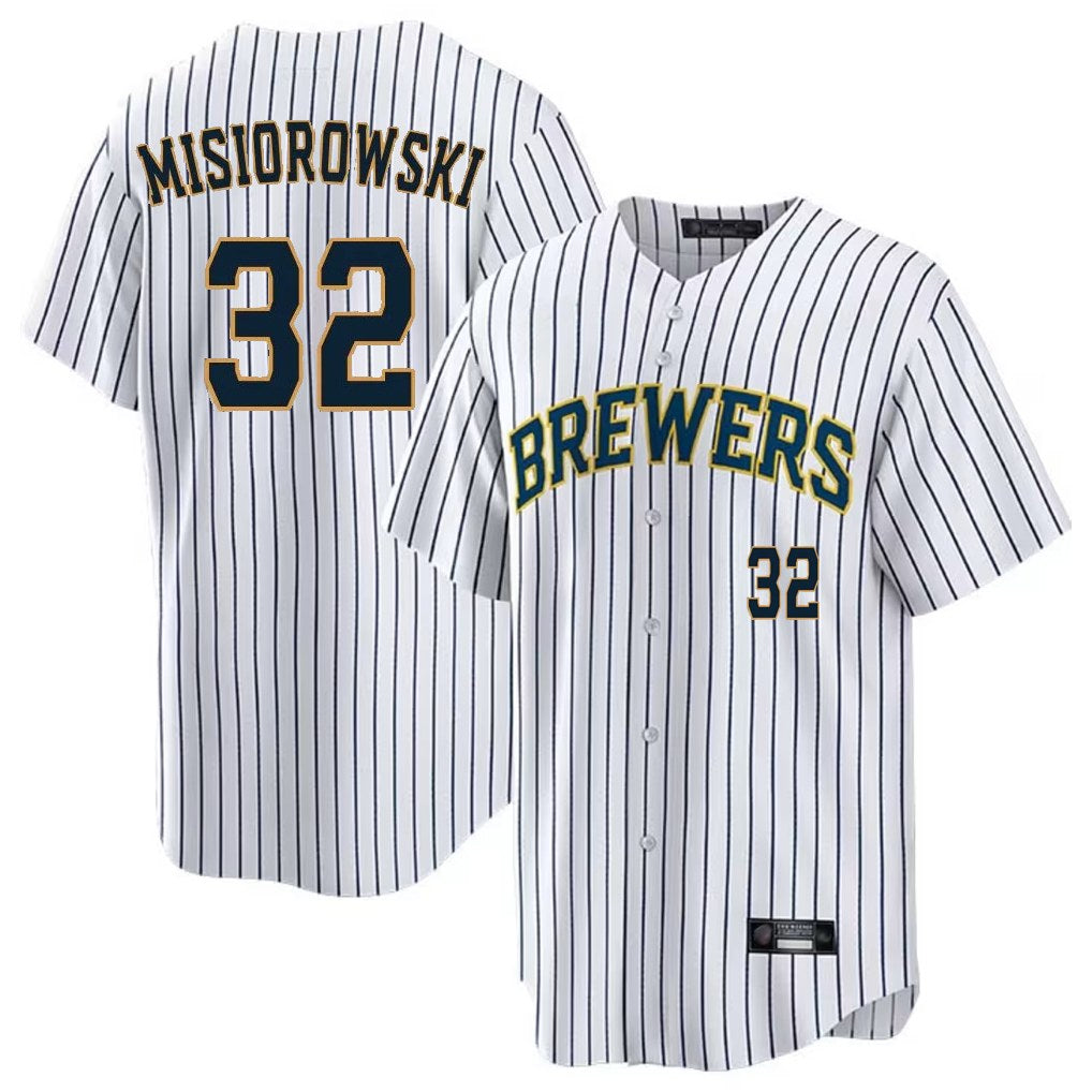 Milwaukee Brewers #32 Jacob Misiorowski Player White CONTON Stripes Limited Game Home Stitched Jerseys