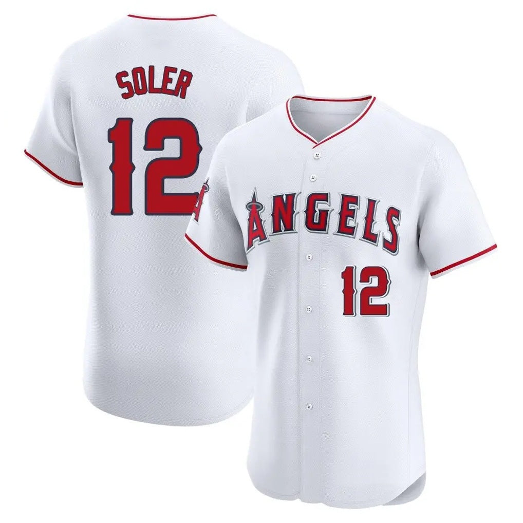 Los Angeles Angels #12 Jorge Soler Player White CONTON Limited Elite Stitched Home Jerseys