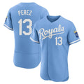 Kansas City Royals #13 Salvador Perez Player Light Blue CONTON Alt Limited Elite Home Stitched Jerseys