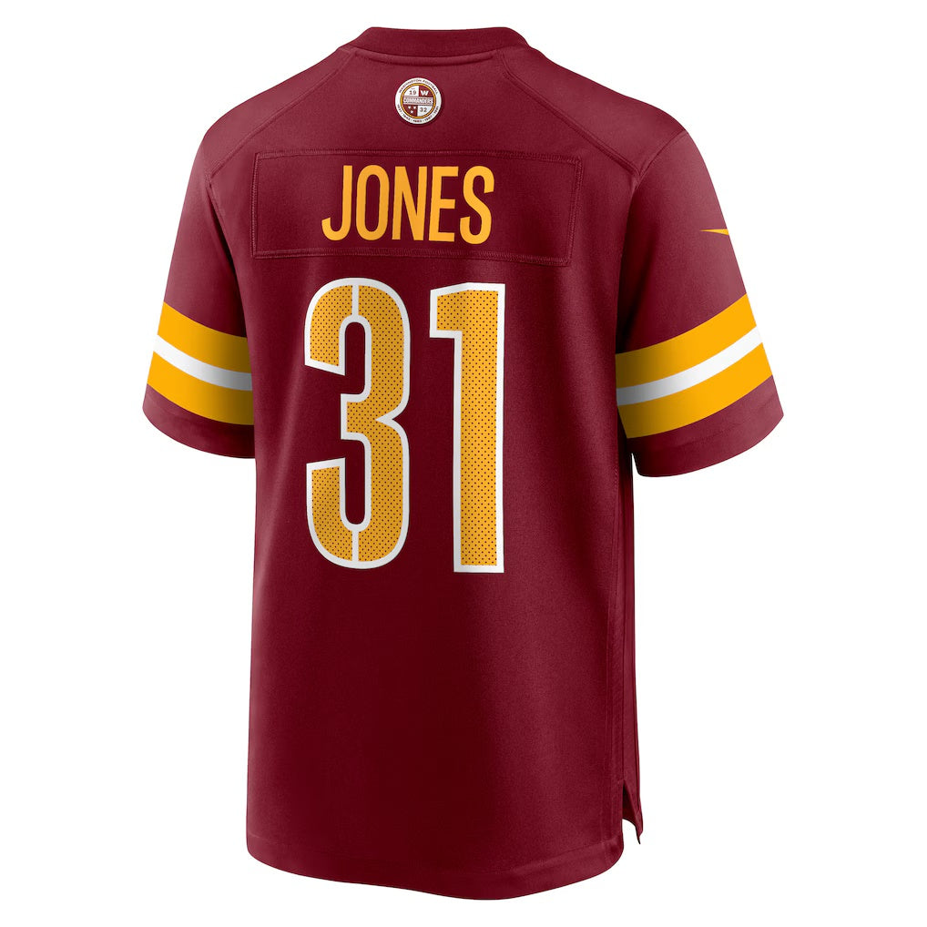 W.Commanders #31 Jonathan Jones Burgundy CONTON Team Game Jersey