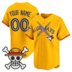 Custom Toronto Blue Jays x One Piece Gold CONTON Vapor Premier Limited Jersey - Stitched