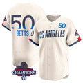 Los Angeles Dodgers #50 Mookie Betts Cream CONTON 2024 World Series Champions City Connect Limited Stitched Jersey