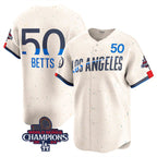 Los Angeles Dodgers #50 Mookie Betts Cream CONTON 2024 World Series Champions City Connect Limited Stitched Jersey