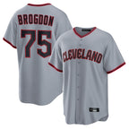 Cleveland Guardians #75 Connor Brogdon Player Gray CONTON Home Game Stitched Jerseys