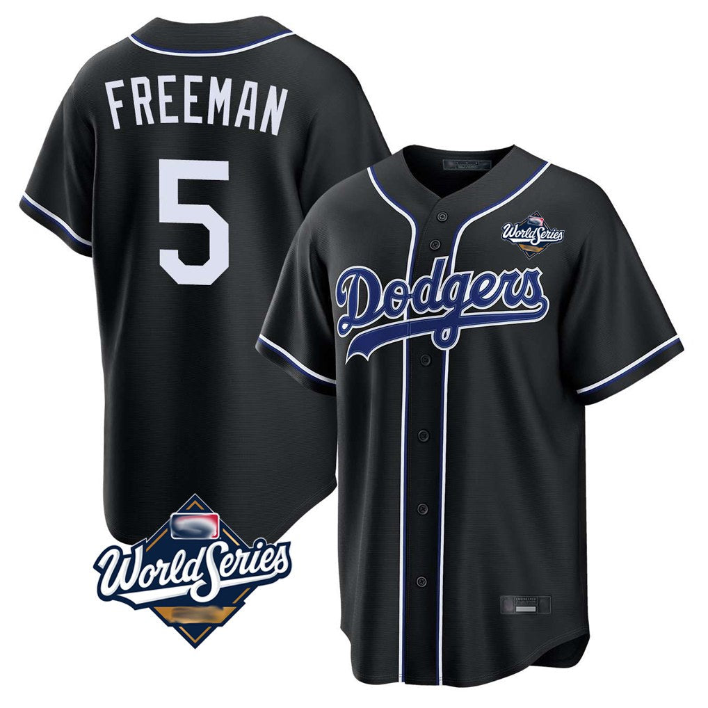 Los Angeles Dodgers #5 Freddie Freeman Player Black CONTON World Series Black Carbon Limited Home Stitched Jerseys