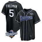 Los Angeles Dodgers #5 Freddie Freeman Player Black CONTON World Series Meet Carbon Limited Home Stitched Jerseys
