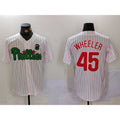 Philadelphia Phillies #45 Zack Wheeler White Green CONTON Cool Base Stitched Jersey 2
