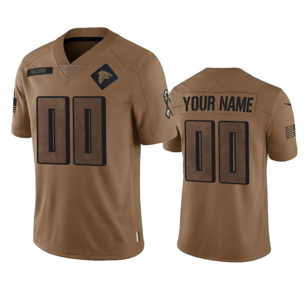 Custom A.Falcons Active Player 2023 Brown CONTON Salute To Setvice Limited Stitched Jersey