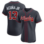 Atlanta Braves #13 Ronald Acuna Jr Navy CONTON Alternate Elite Jersey
