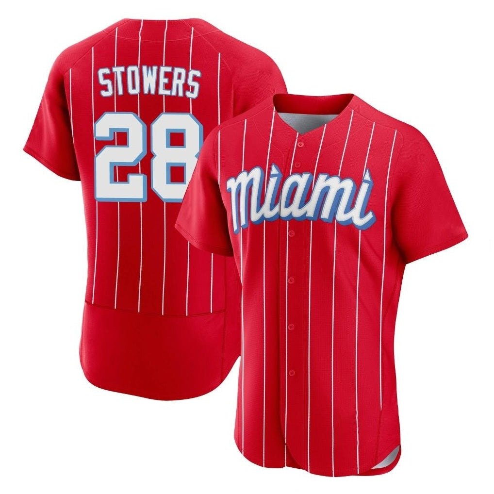 Miami Marlins #28 Kyle Stowers Player Red CONTON City Connect Home Limited Elite Stitched Jerseys