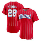 Miami Marlins #28 Kyle Stowers Player Red CONTON City Connect Home Limited Elite Stitched Jerseys
