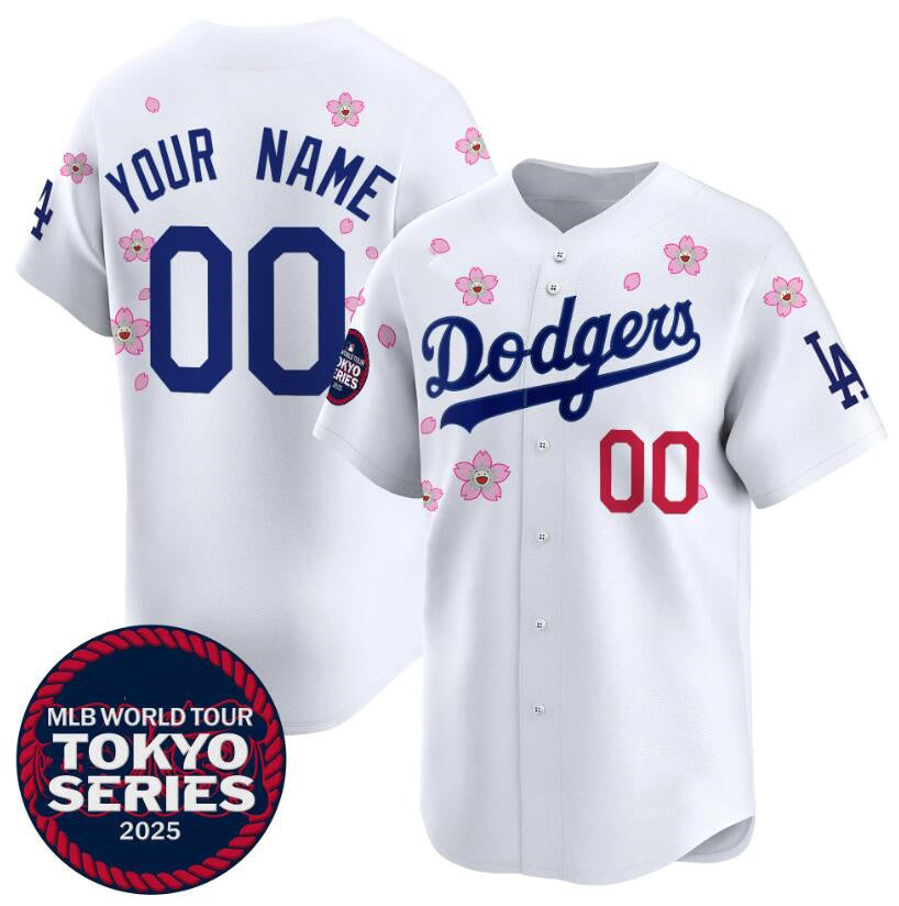 Custom Los Angeles Dodgers Active Player White CONTON 2025 Tokyo Series Limited Stitched Jersey