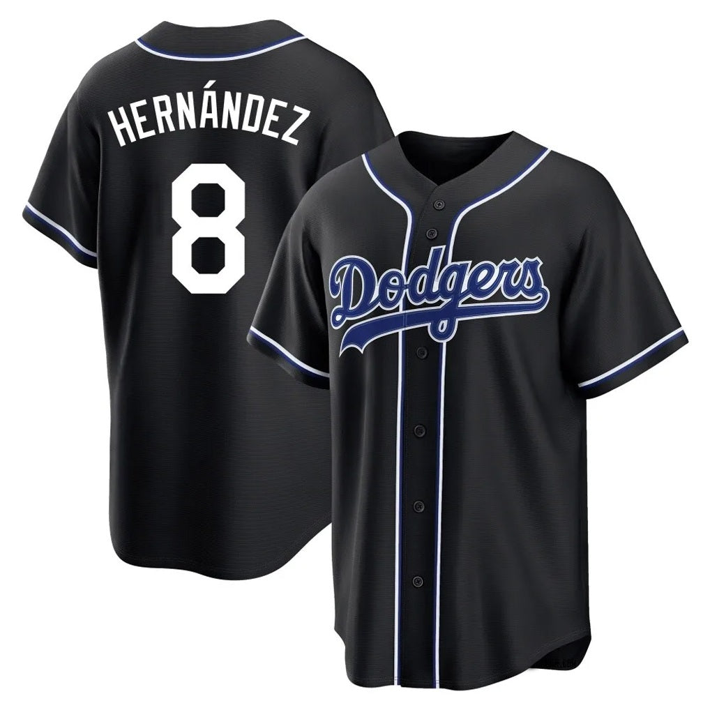 Los Angeles Dodgers #8 Enrique Hern¨¢ndez Player Black CONTON Carbon Limited Home Stitched Jerseys