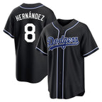 Los Angeles Dodgers #8 Enrique Hern¨¢ndez Player Black CONTON Carbon Limited Home Stitched Jerseys