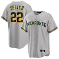 Milwaukee Brewers #22 Christian Yelich Player Gray CONTON Home Game Stitched Jerseys