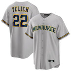 Milwaukee Brewers #22 Christian Yelich Player Gray CONTON Home Game Stitched Jerseys