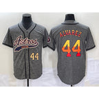 Houston Astros #44 Yordan Alvarez Number Grey CONTON Gridiron Cool Base Stitched Jersey