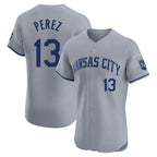 Kansas City Royals #13 Salvador Perez Player Gray CONTON Limited Elite Home Stitched Jerseys