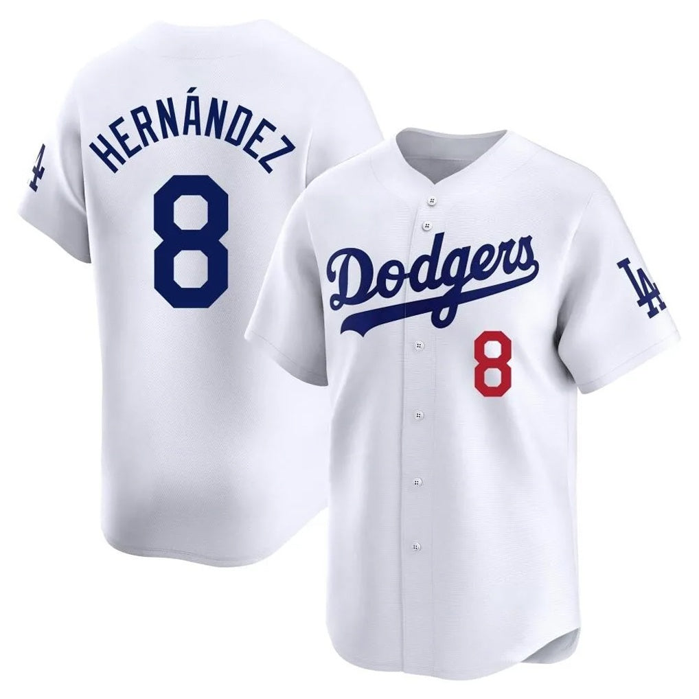 Los Angeles Dodgers #8 Enrique Hern¨¢ndez Player White CONTON Limited Home Stitched Jerseys