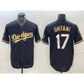 Los Angeles Dodgers #17 Shohei Ohtani Black Gold CONTON Stitched Cool Base Jerseys