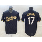 Los Angeles Dodgers #17 Shohei Ohtani Black Gold CONTON Stitched Cool Base Jerseys