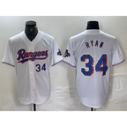 Texas Rangers #34 Nolan Ryan Number White CONTON 2024 Gold Collection Limited Cool Base Jerseys