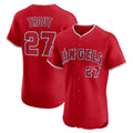 Los Angeles Angels #27 Mike Trout Red CONTON Alternate Elite Jersey