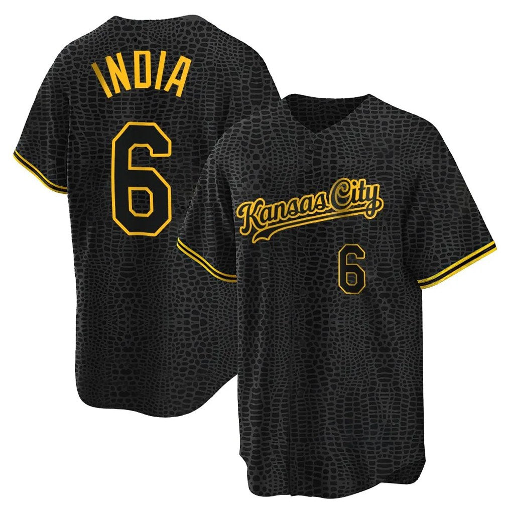 Kansas City Royals #6 Jonathan India Player Black CONTON Snake Skin City Game Stitched Jerseys