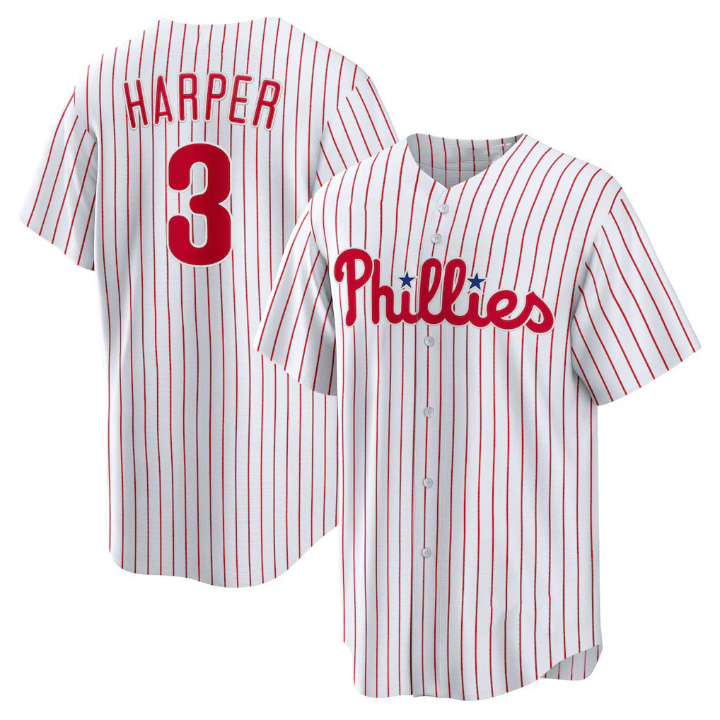 Philadelphia Phillies #3 Bryce Harper White CONTON Home Replica Player Name Jersey