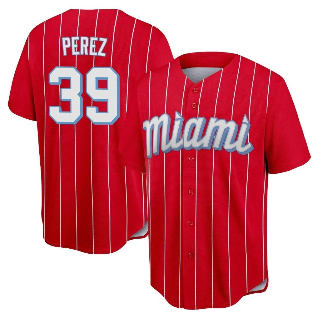 Miami Marlins #39 Eury Perez Player Red CONTON City Connect Home Game Stitched Jerseys