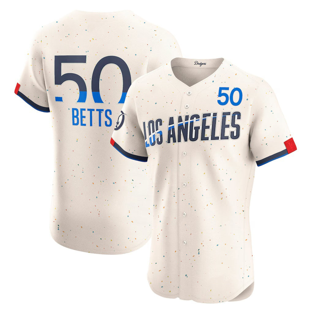 Los Angeles Dodgers #50 Mookie Betts Cream CONTON City Connect Elite Jersey