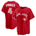 Toronto Blue Jays #4 George Springer Red CONTON Canada Day Replica Jersey