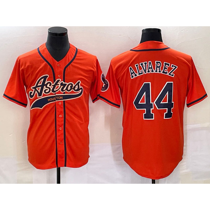 Houston Astros #44 Yordan Alvarez Orange CONTON With Patch Cool Base Stitched Jersey
