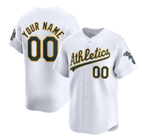 Custom Oakland Athletics Active Player White CONTON Home Limited Stitched Jersey