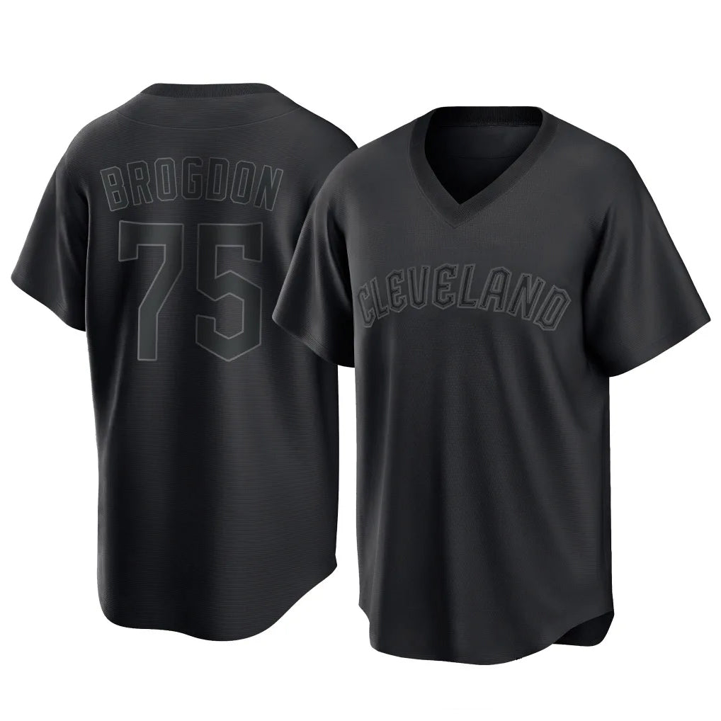 Cleveland Guardians #75 Connor Brogdon Player Black CONTON T-shirt Home Game Stitched Jerseys