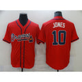 Atlanta Braves #10 Chipper Jones Red CONTON Stitched Cool Base Jersey
