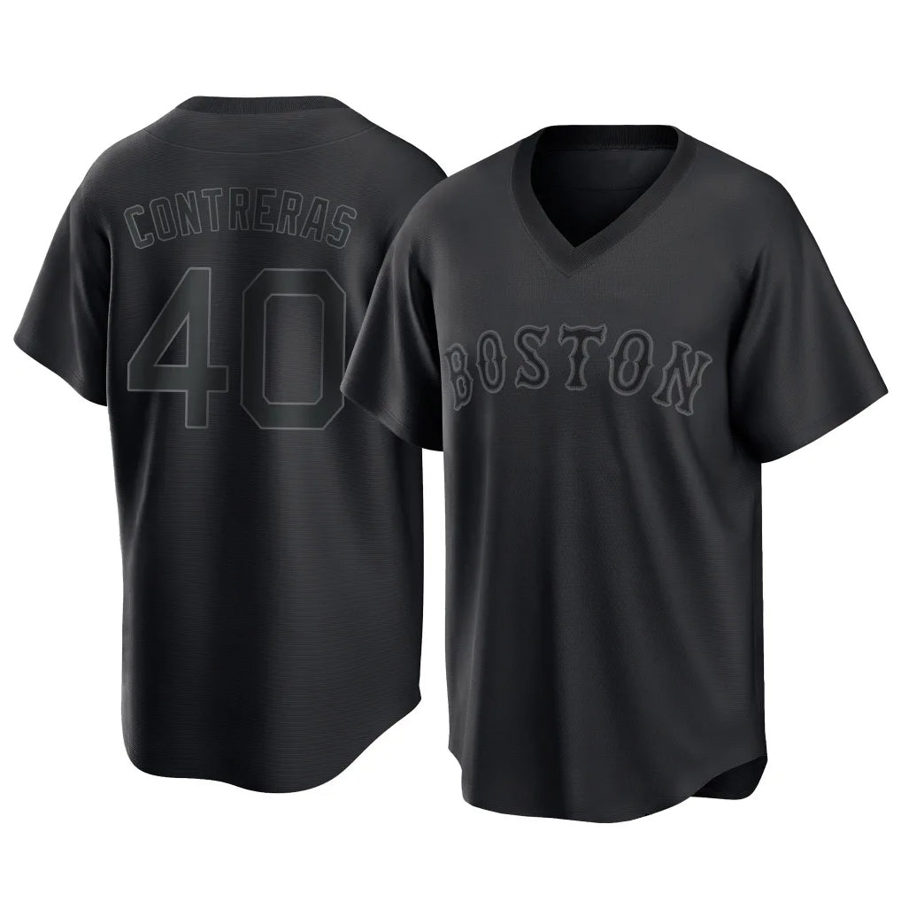 Boston Red Sox #40 Willson Contreras Player Black CONTON T-shirt Home Game Stitched Jerseys