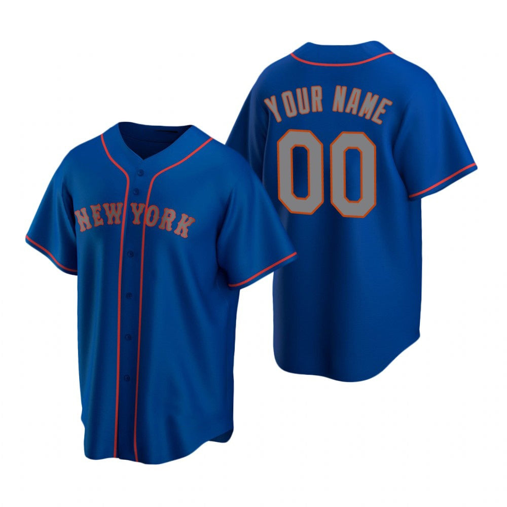 Custom New York Mets Royal CONTON Stitched Cool Base Road Jersey