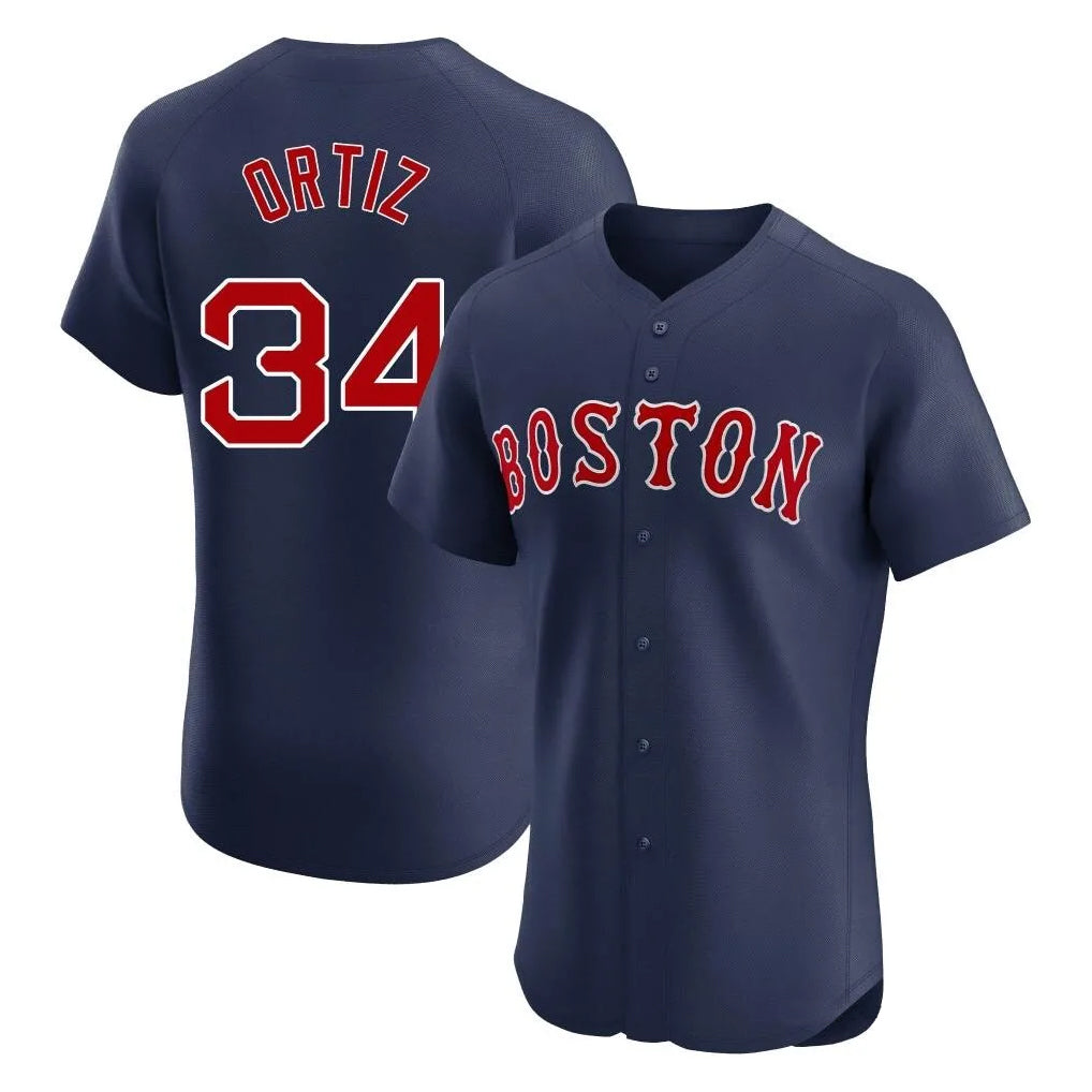 Boston Red Sox #34 David Ortiz Player Navy CONTON Limited Elite Home Game Stitched Jerseys1