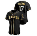 Los Angeles Angels #17 Shohei Ohtani Black Gold CONTON Stitched Flex Base Jersey