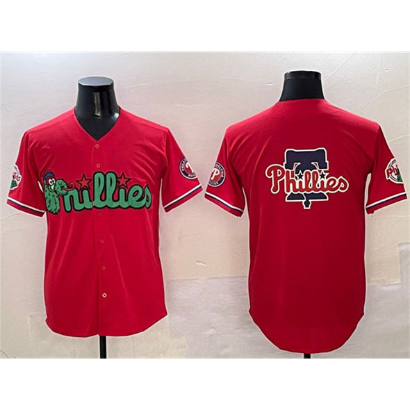 Philadelphia Phillies Team Big Logo Red CONTON Phanatic Limited Stitched Jersey