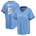 Kansas City Royals #5 George Brett Light Blue CONTON Road Cooperstown Collection Player Jersey